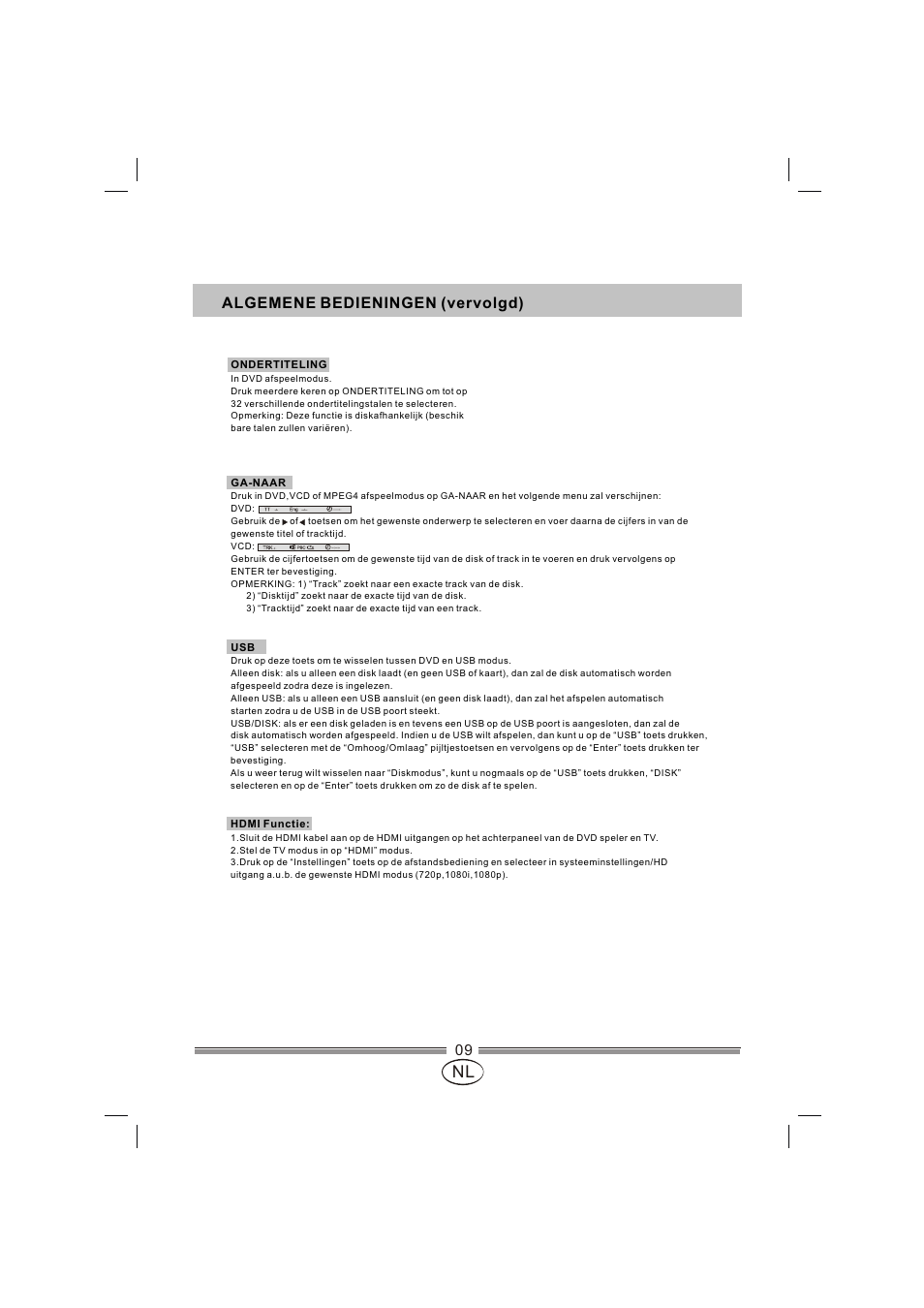 页面 46, Algemene bedieningen (vervolgd) | Mpman XVD820 HDMI User Manual | Page 46 / 60