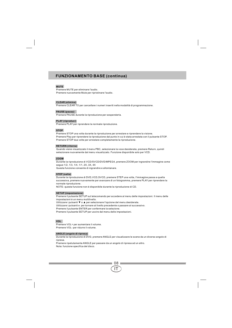 页面 57, Funzionamento base (continua) | Mpman XVD820 HDMI User Manual | Page 57 / 60