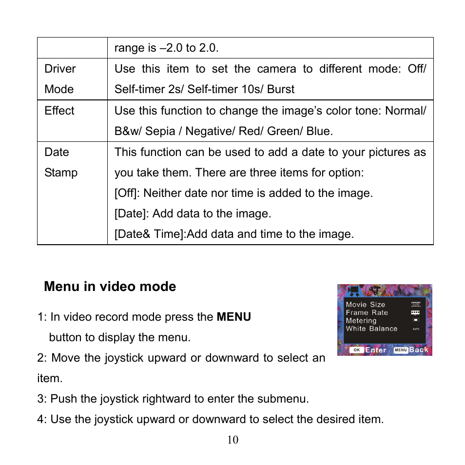 Menu in video mode | Mpman PC24 User Manual | Page 11 / 122