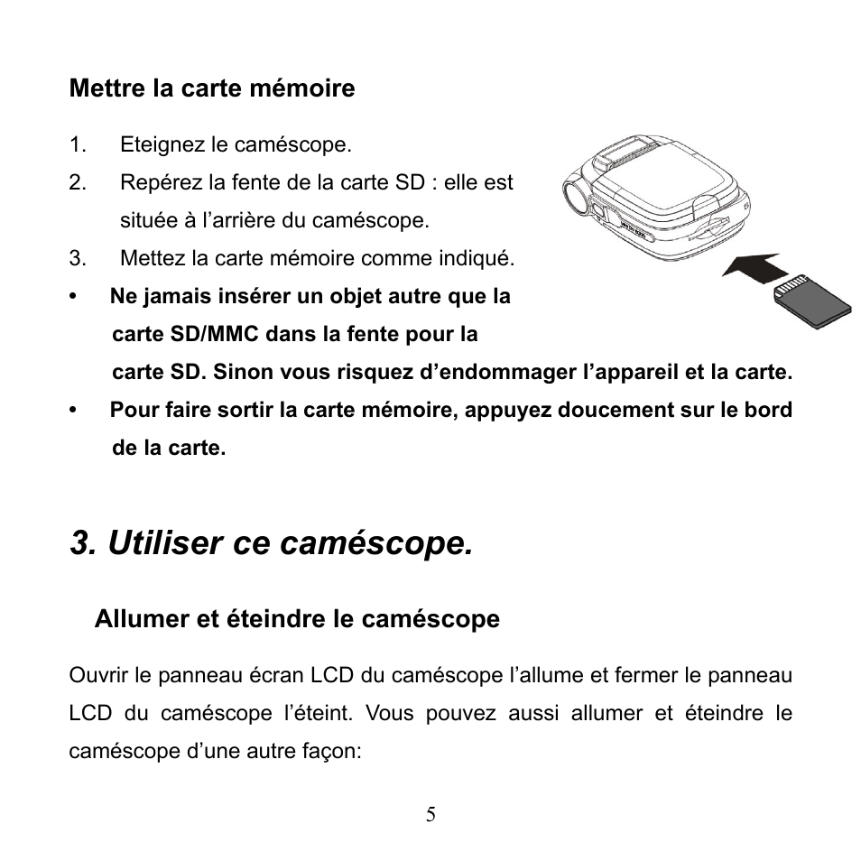 Utiliser ce caméscope | Mpman PC24 User Manual | Page 28 / 122
