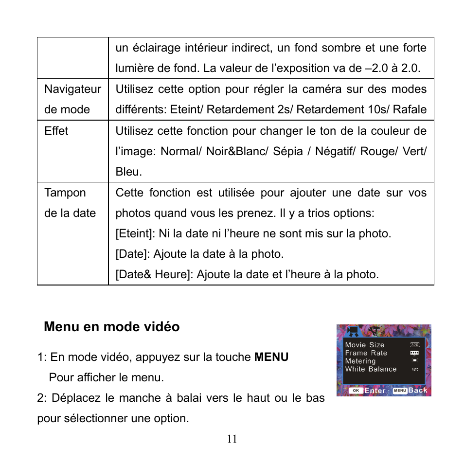 Menu en mode vidéo | Mpman PC24 User Manual | Page 34 / 122