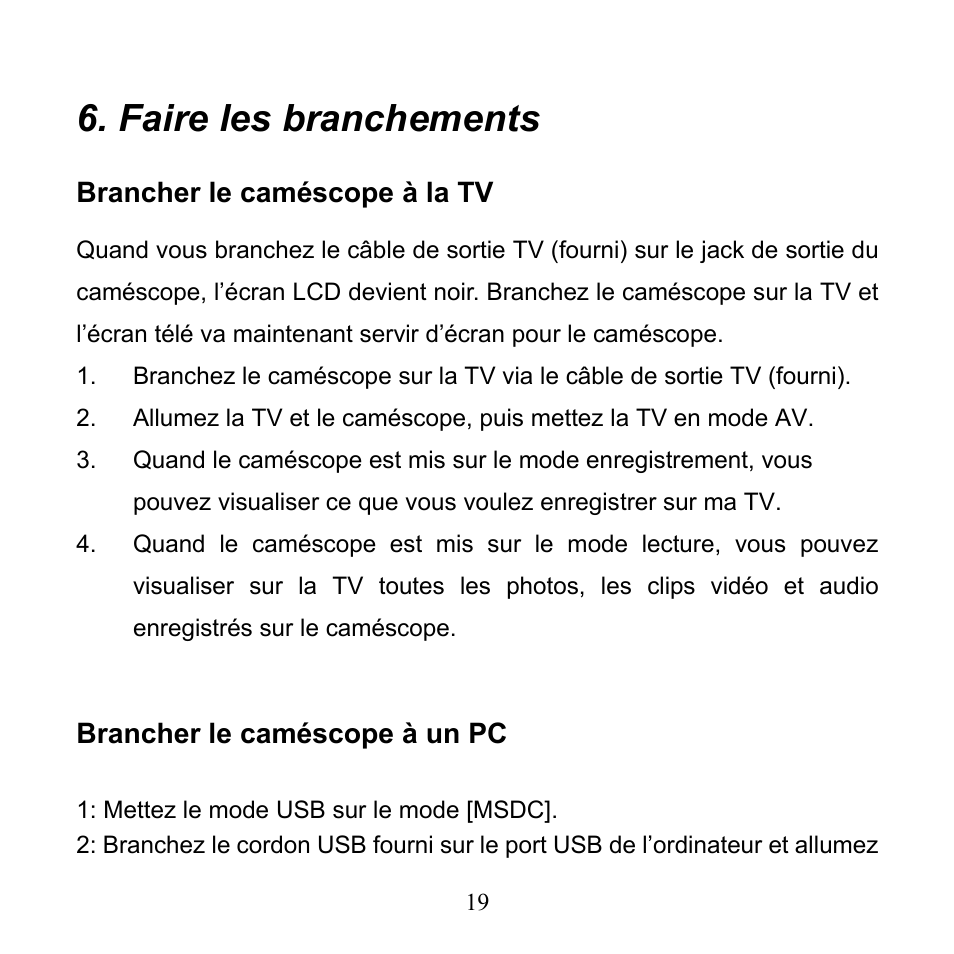 Faire les branchements | Mpman PC24 User Manual | Page 42 / 122