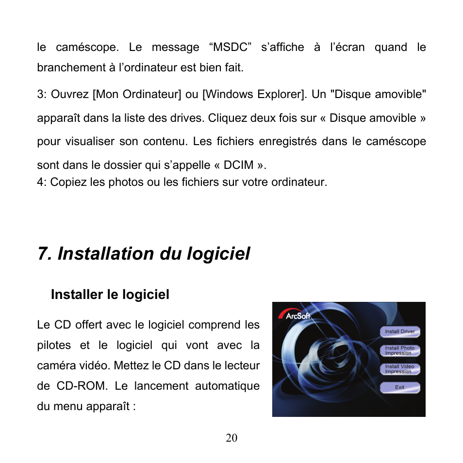 Installation du logiciel | Mpman PC24 User Manual | Page 43 / 122