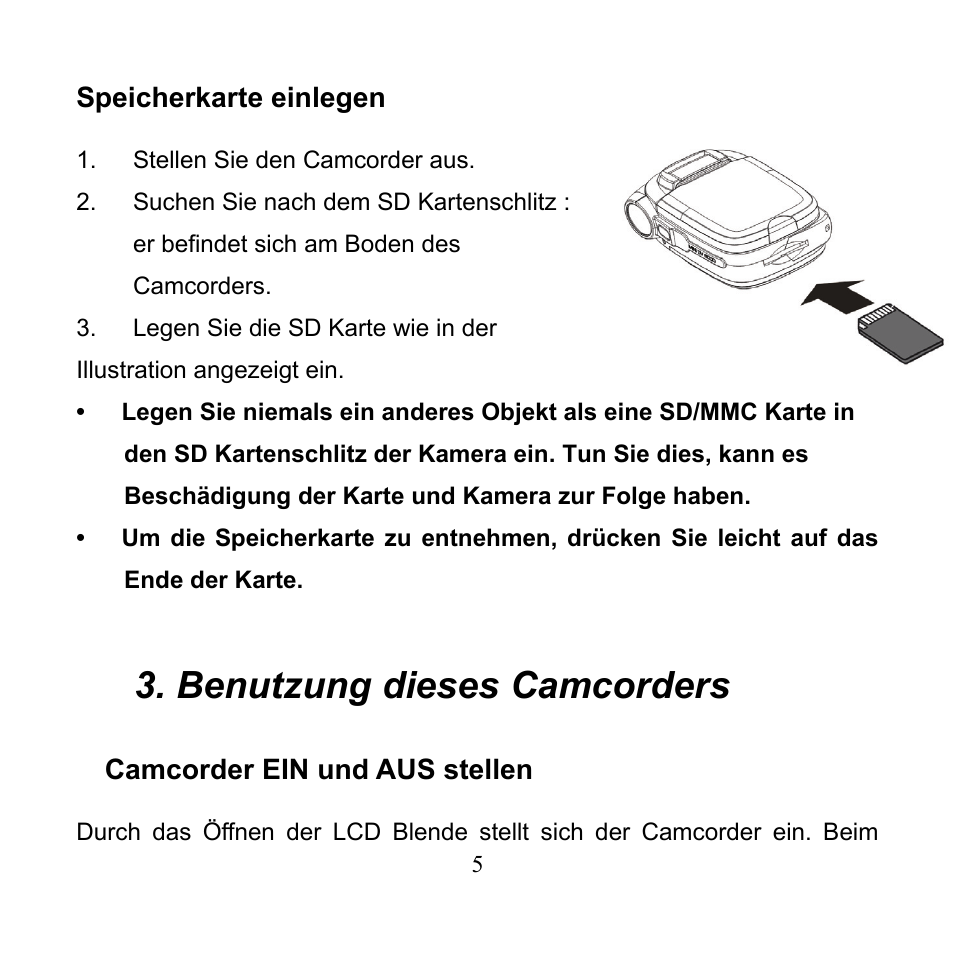 Benutzung dieses camcorders | Mpman PC24 User Manual | Page 53 / 122