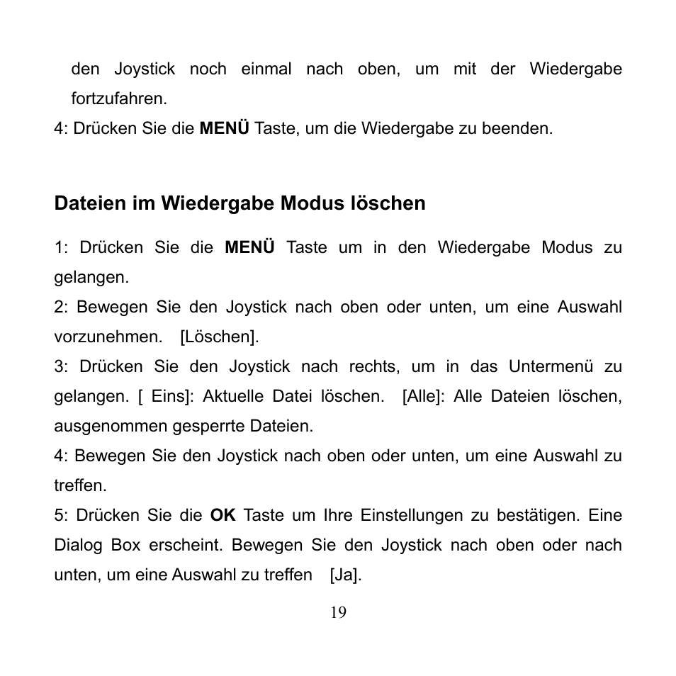 Dateien im wiedergabe modus löschen | Mpman PC24 User Manual | Page 67 / 122