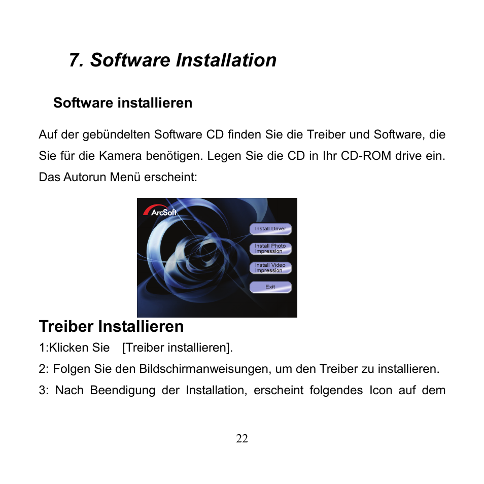 Software installation, Treiber installieren | Mpman PC24 User Manual | Page 70 / 122