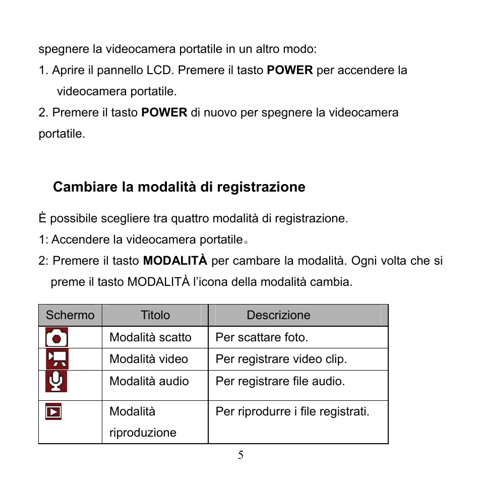 Cambiare la modalità di registrazione | Mpman PC24 User Manual | Page 79 / 122