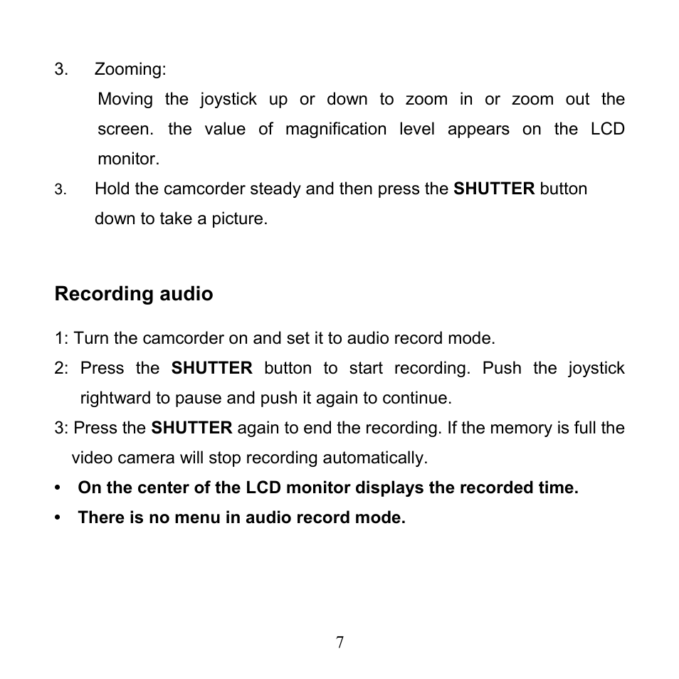 Recording audio | Mpman PC24 User Manual | Page 8 / 122