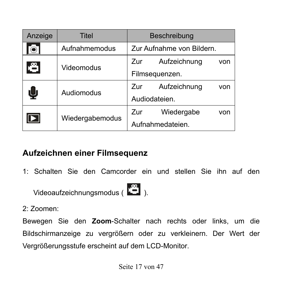Aufzeichnen einer filmsequenz | Mpman PC39HD User Manual | Page 100 / 216
