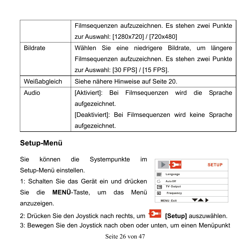 Setup-menü | Mpman PC39HD User Manual | Page 109 / 216