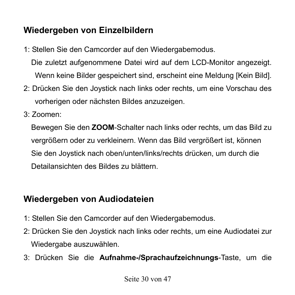 Wiedergeben von einzelbildern, Wiedergeben von audiodateien | Mpman PC39HD User Manual | Page 113 / 216