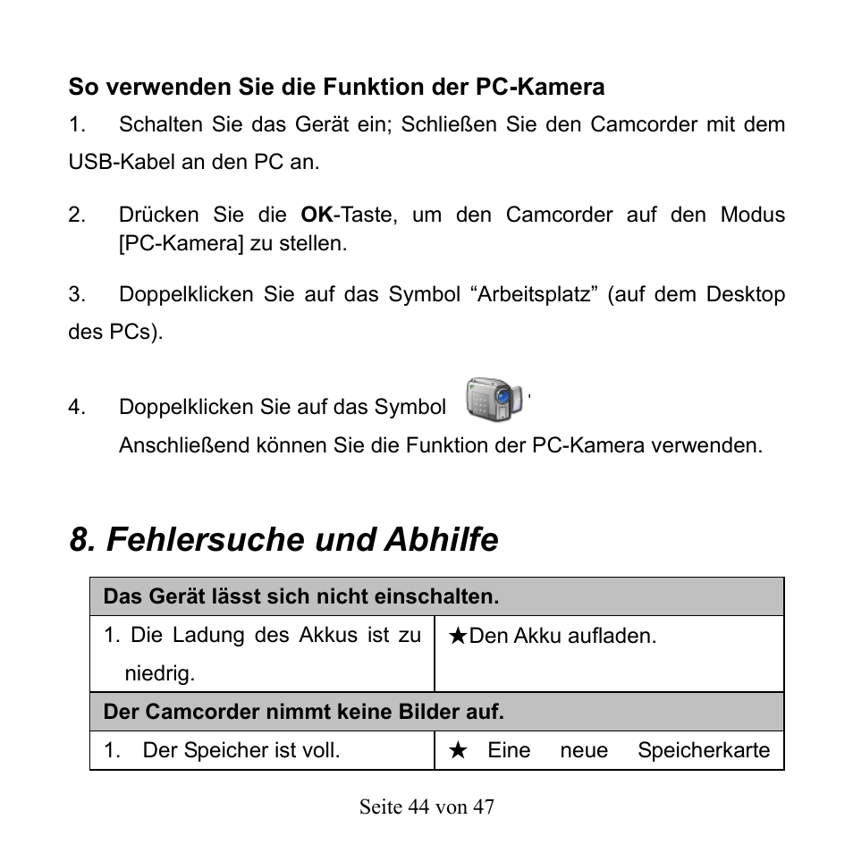 Fehlersuche und abhilfe | Mpman PC39HD User Manual | Page 127 / 216