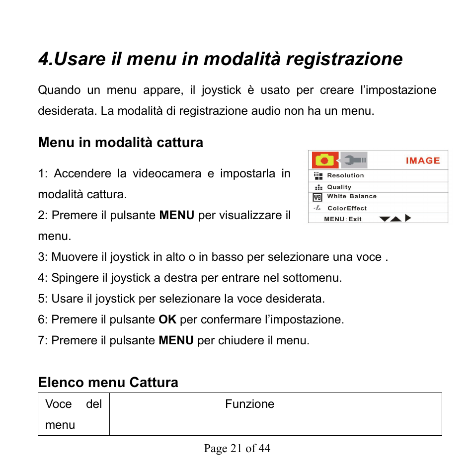 Usare il menu in modalità registrazione | Mpman PC39HD User Manual | Page 151 / 216