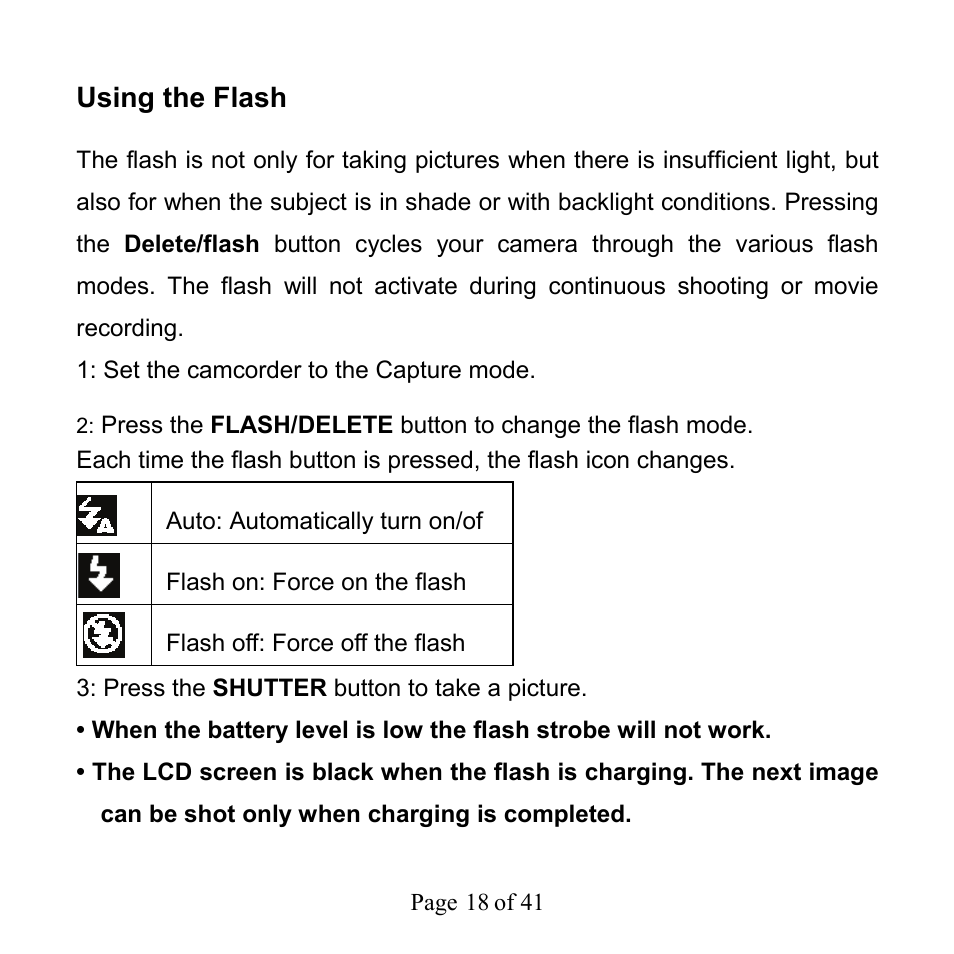 Using the flash | Mpman PC39HD User Manual | Page 18 / 216