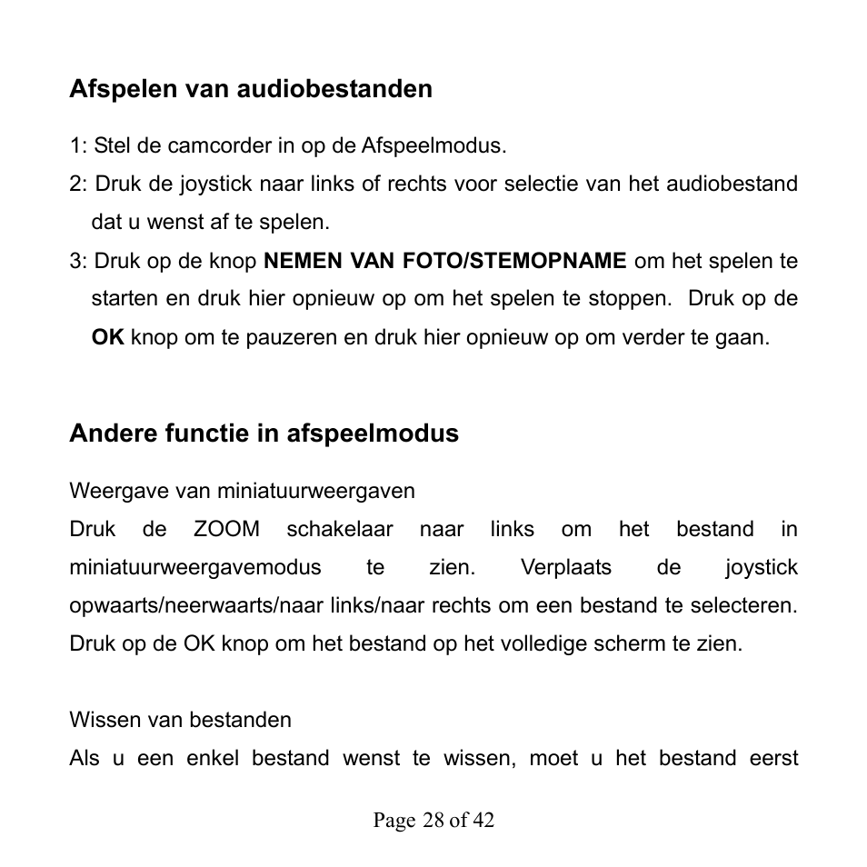 Afspelen van audiobestanden, Andere functie in afspeelmodus | Mpman PC39HD User Manual | Page 202 / 216