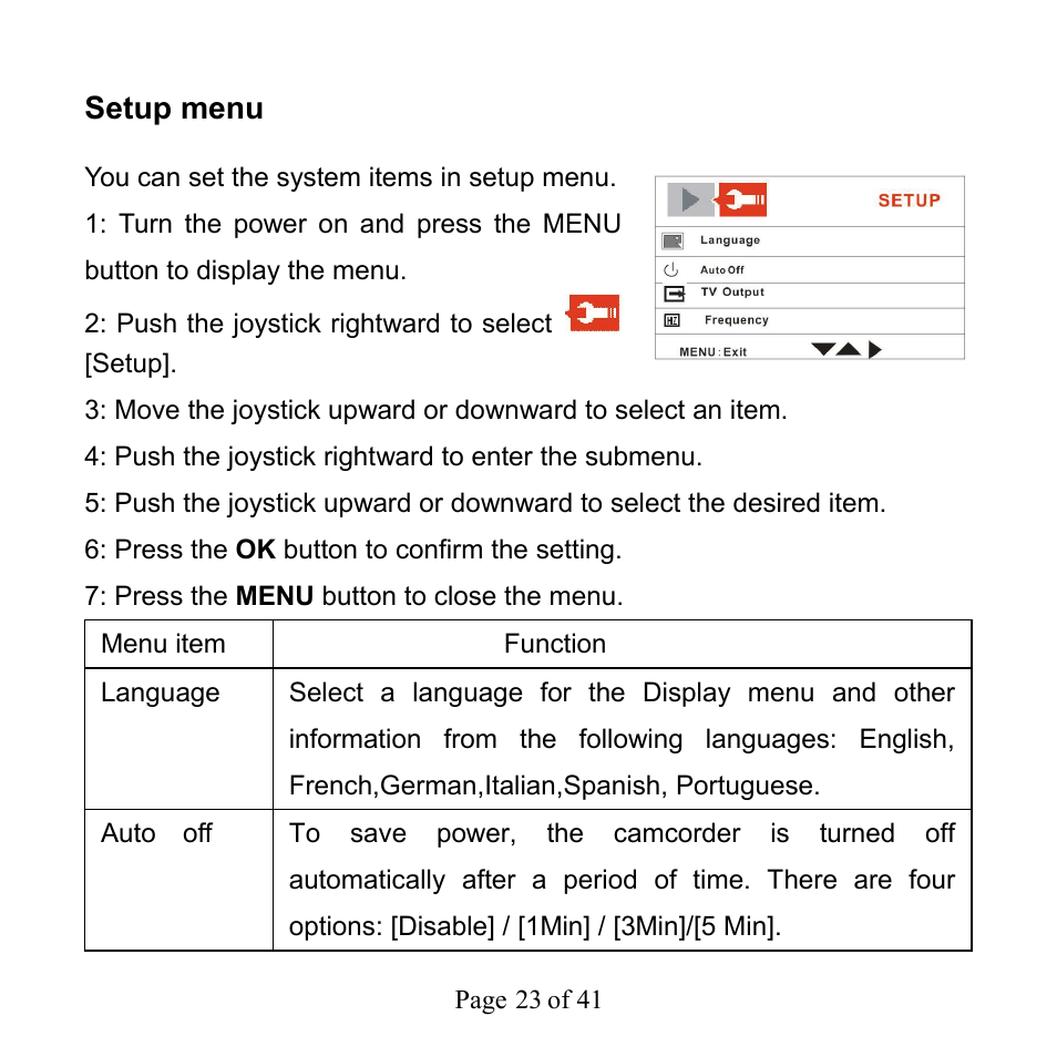 Setup menu | Mpman PC39HD User Manual | Page 23 / 216