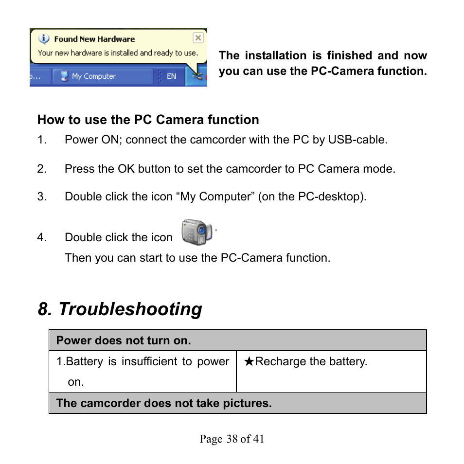 Troubleshooting | Mpman PC39HD User Manual | Page 38 / 216
