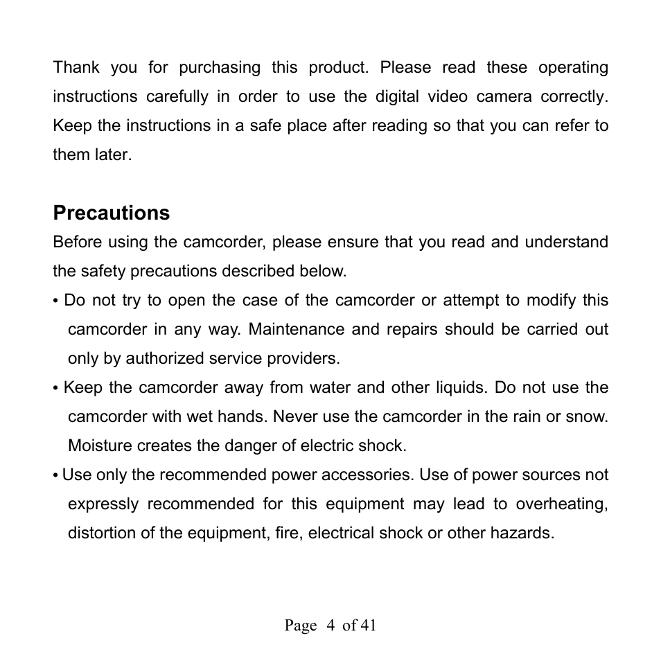 Precautions | Mpman PC39HD User Manual | Page 4 / 216