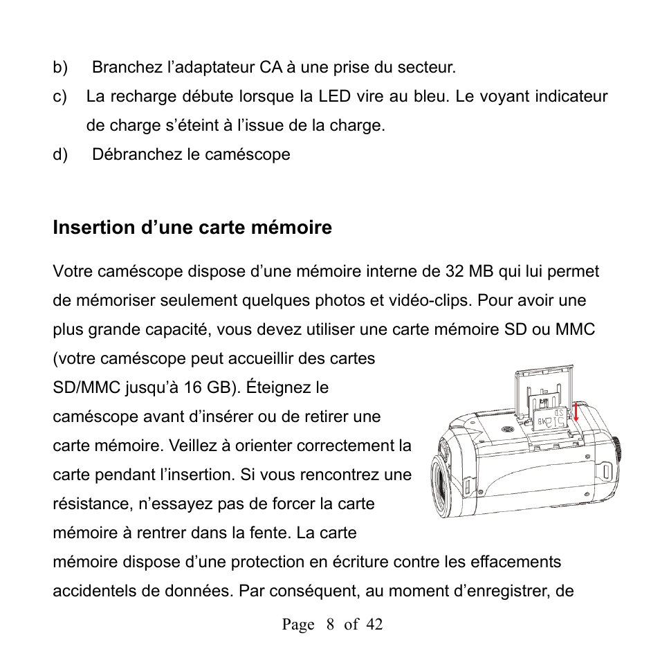 Insertion d’une carte mémoire | Mpman PC39HD User Manual | Page 49 / 216
