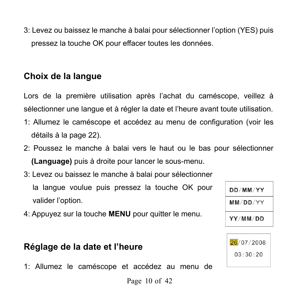 Choix de la langue, Réglage de la date et l’heure | Mpman PC39HD User Manual | Page 51 / 216