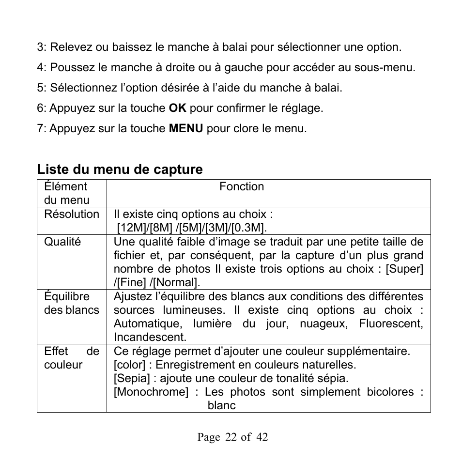 Liste du menu de capture | Mpman PC39HD User Manual | Page 63 / 216