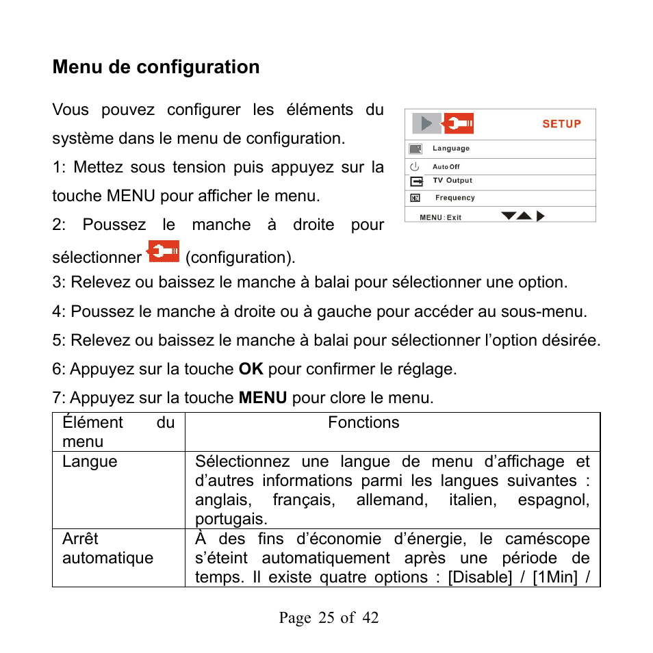 Menu de configuration | Mpman PC39HD User Manual | Page 66 / 216