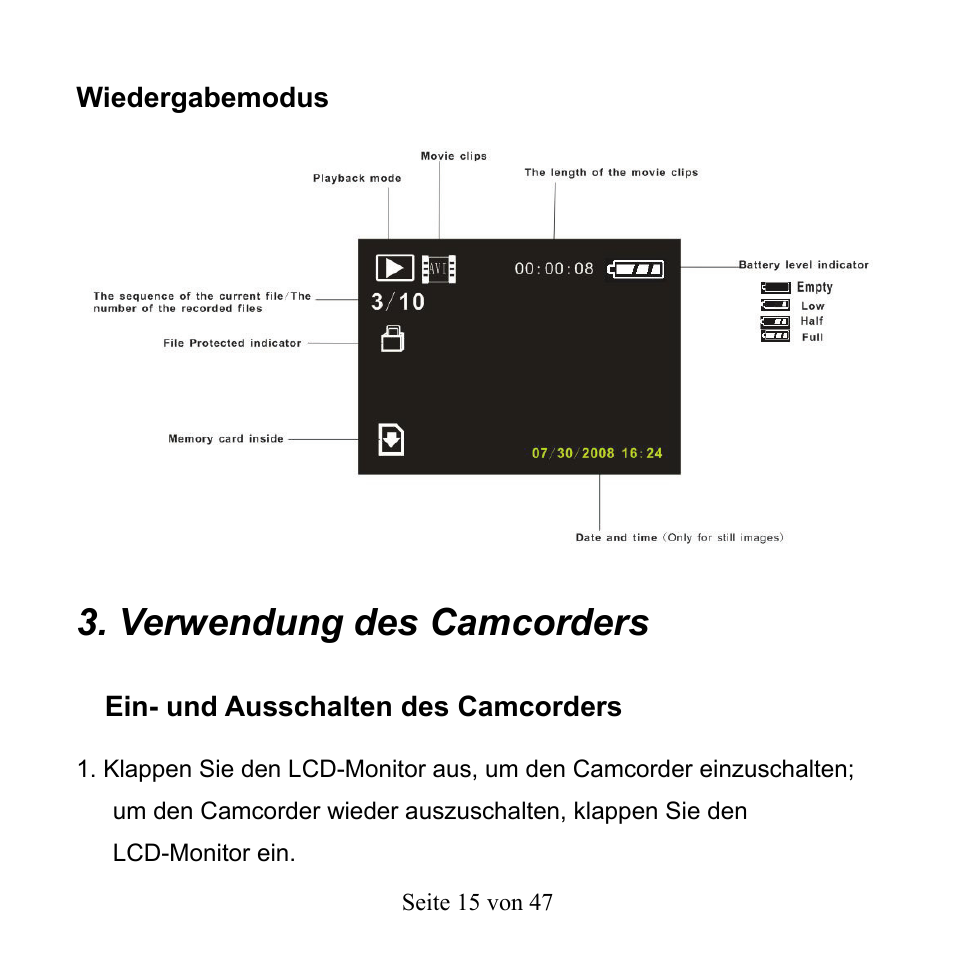 Verwendung des camcorders | Mpman PC39HD User Manual | Page 98 / 216
