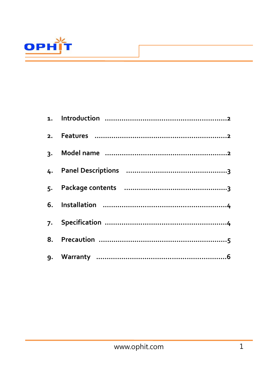 OPHIT DPM User Manual | Page 2 / 11