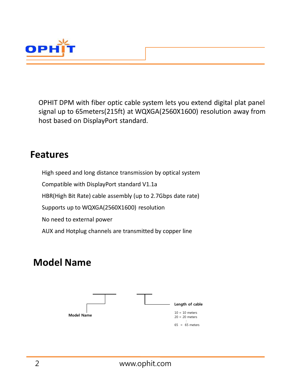 슬라이드 번호 4, Features model name, Dpm– a0xx | Introduction | OPHIT DPM User Manual | Page 3 / 11