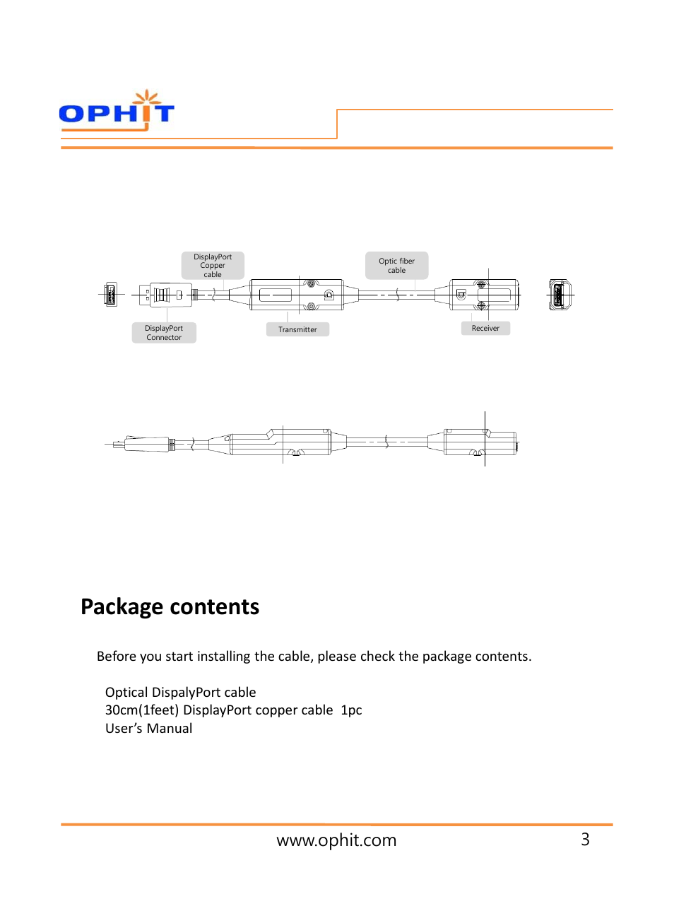 슬라이드 번호 5, Package contents, Panel descriptions | OPHIT DPM User Manual | Page 4 / 11