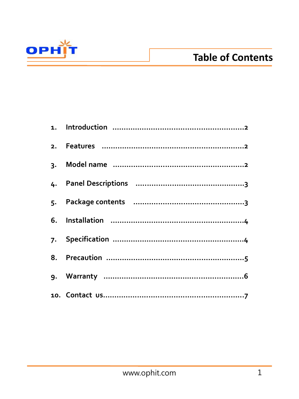 OPHIT DDA User Manual | Page 2 / 11