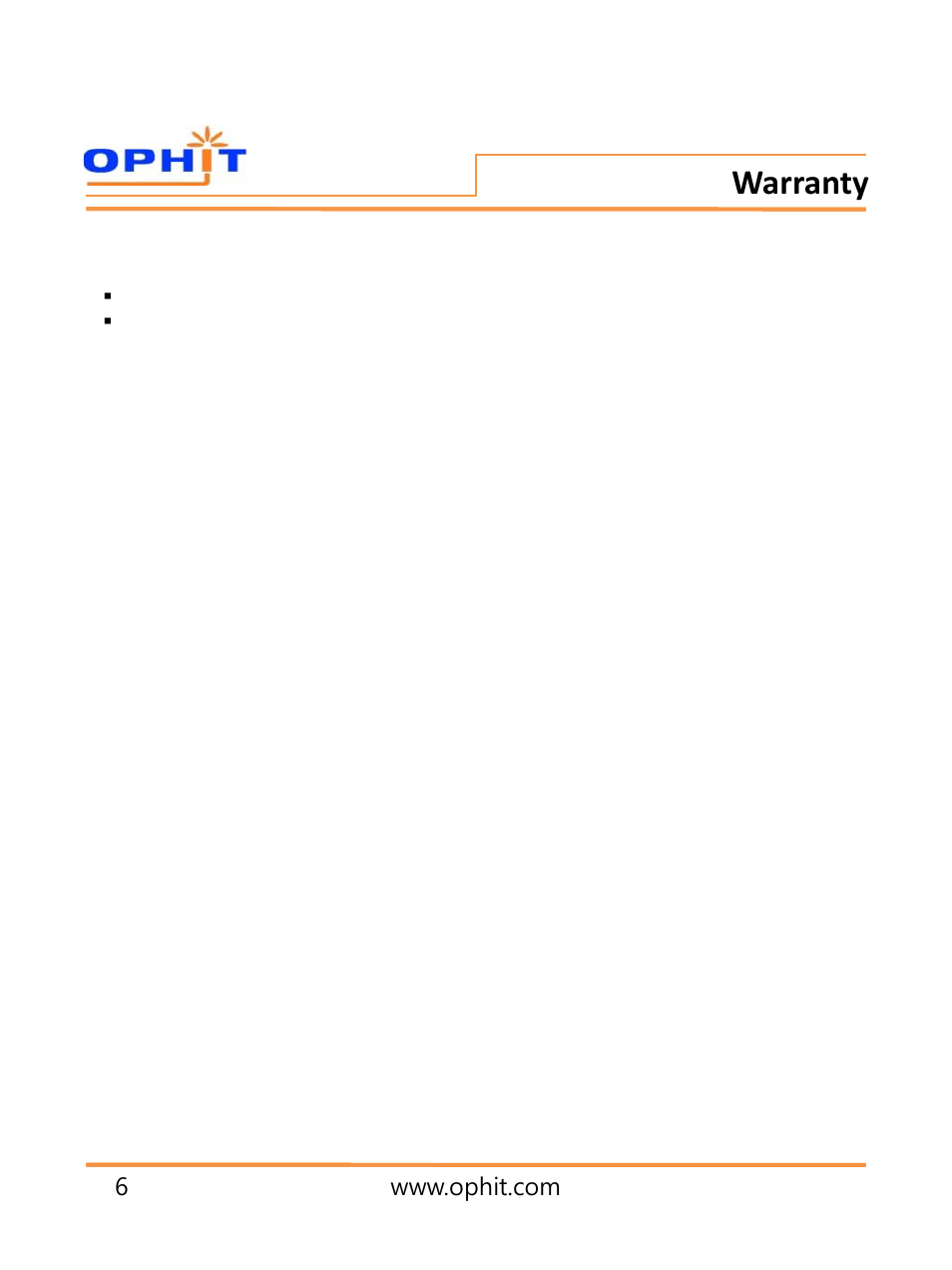 슬라이드 번호 8, Warranty | OPHIT DDA User Manual | Page 7 / 11