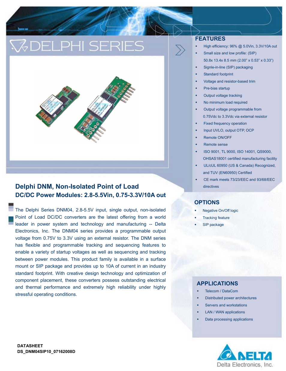 Delta Electronics Series DNM04 User Manual | 16 pages