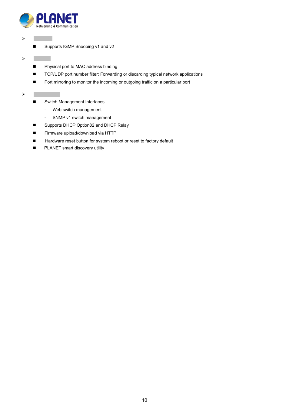 PLANET FGSD-1008HPS User Manual | Page 10 / 110