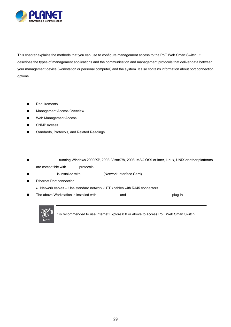 Switch management, 1 requirements | PLANET FGSD-1008HPS User Manual | Page 29 / 110