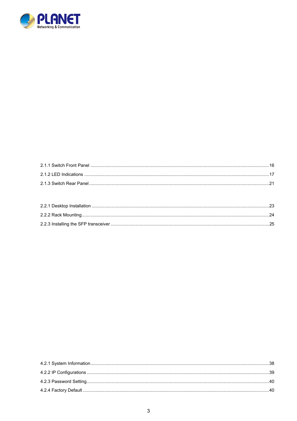 PLANET FGSD-1008HPS User Manual | Page 3 / 110