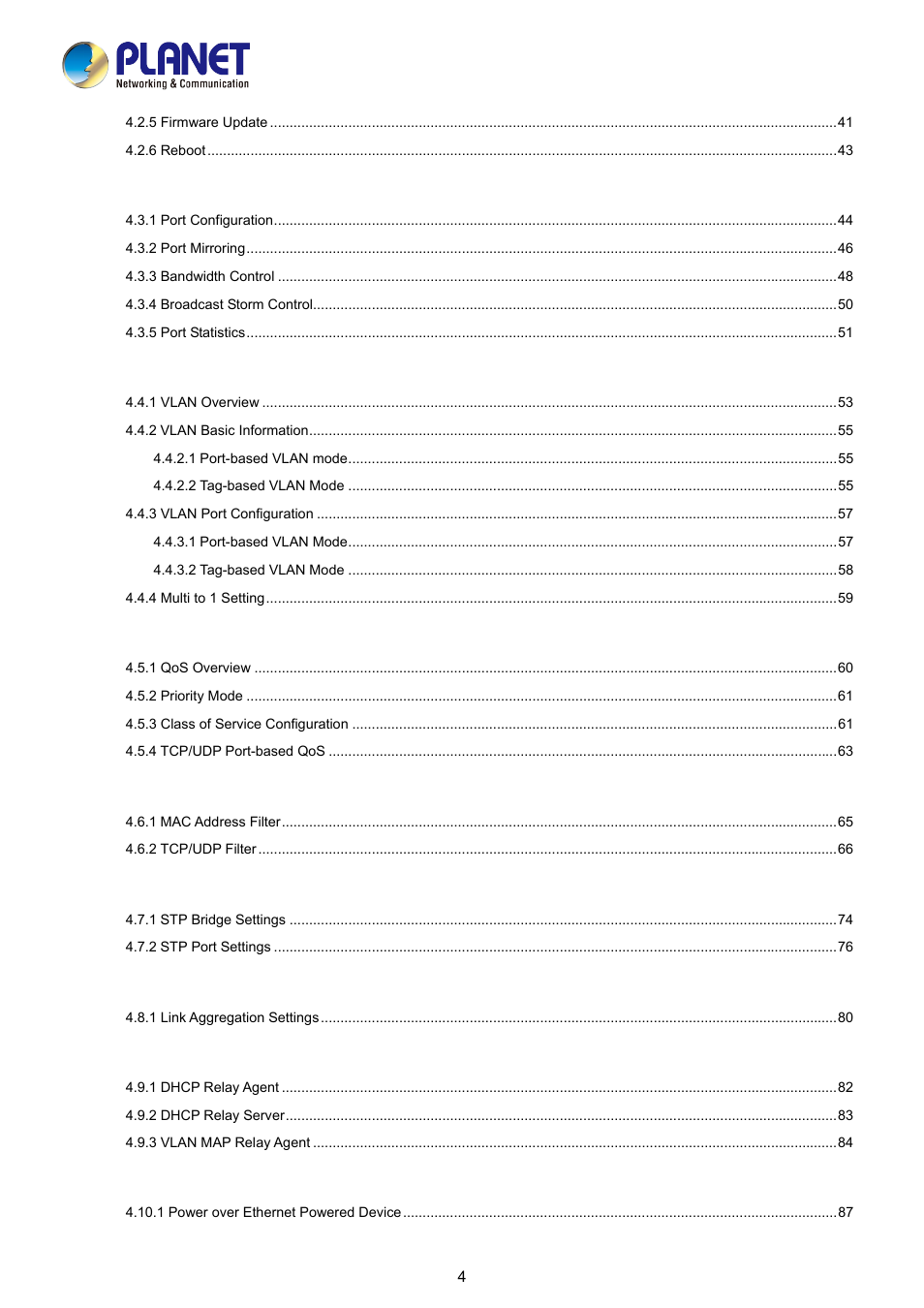 PLANET FGSD-1008HPS User Manual | Page 4 / 110