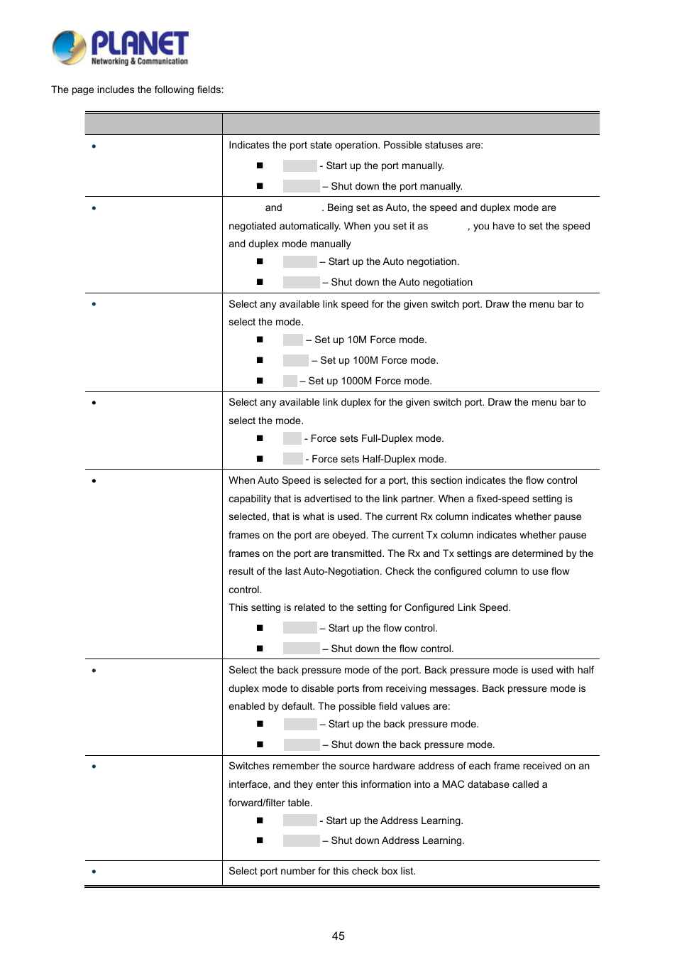 PLANET FGSD-1008HPS User Manual | Page 45 / 110