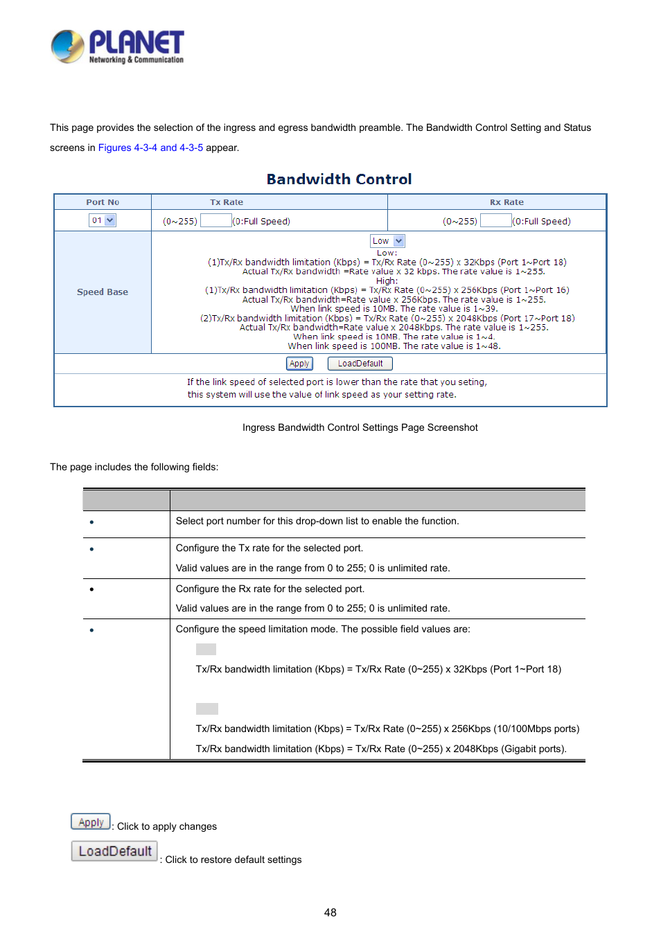 3 bandwidth control | PLANET FGSD-1008HPS User Manual | Page 48 / 110