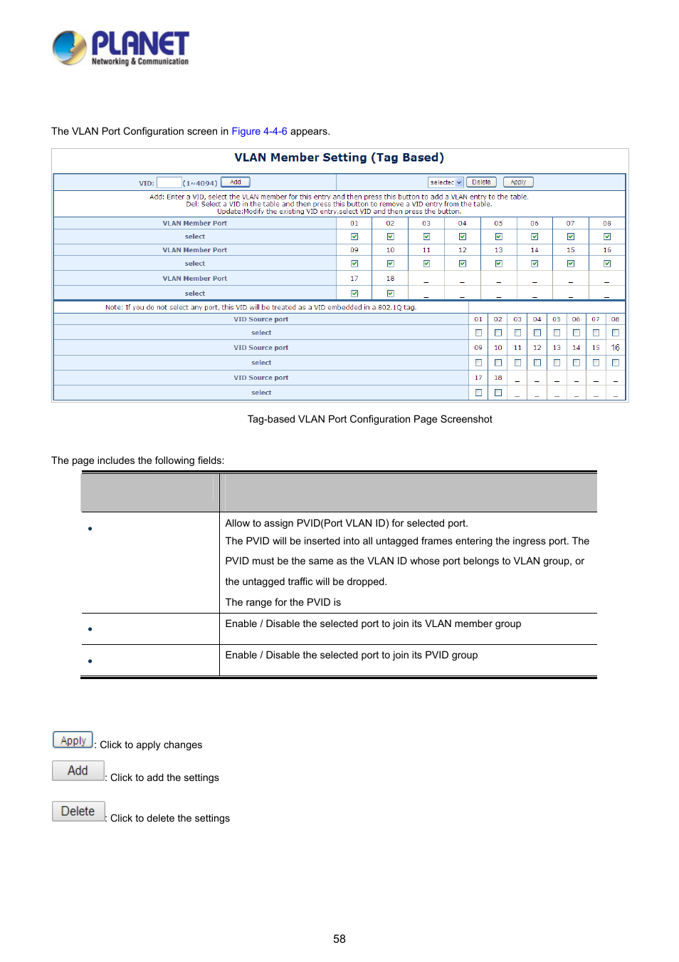 2 tag-based vlan mode | PLANET FGSD-1008HPS User Manual | Page 58 / 110