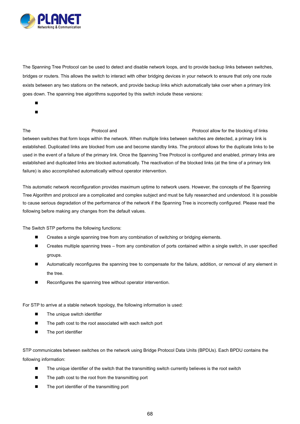 7 spanning tree | PLANET FGSD-1008HPS User Manual | Page 68 / 110