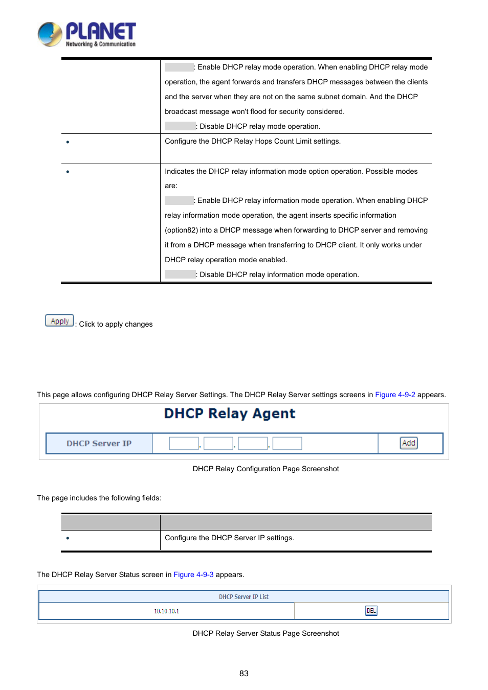 2 dhcp relay server | PLANET FGSD-1008HPS User Manual | Page 83 / 110