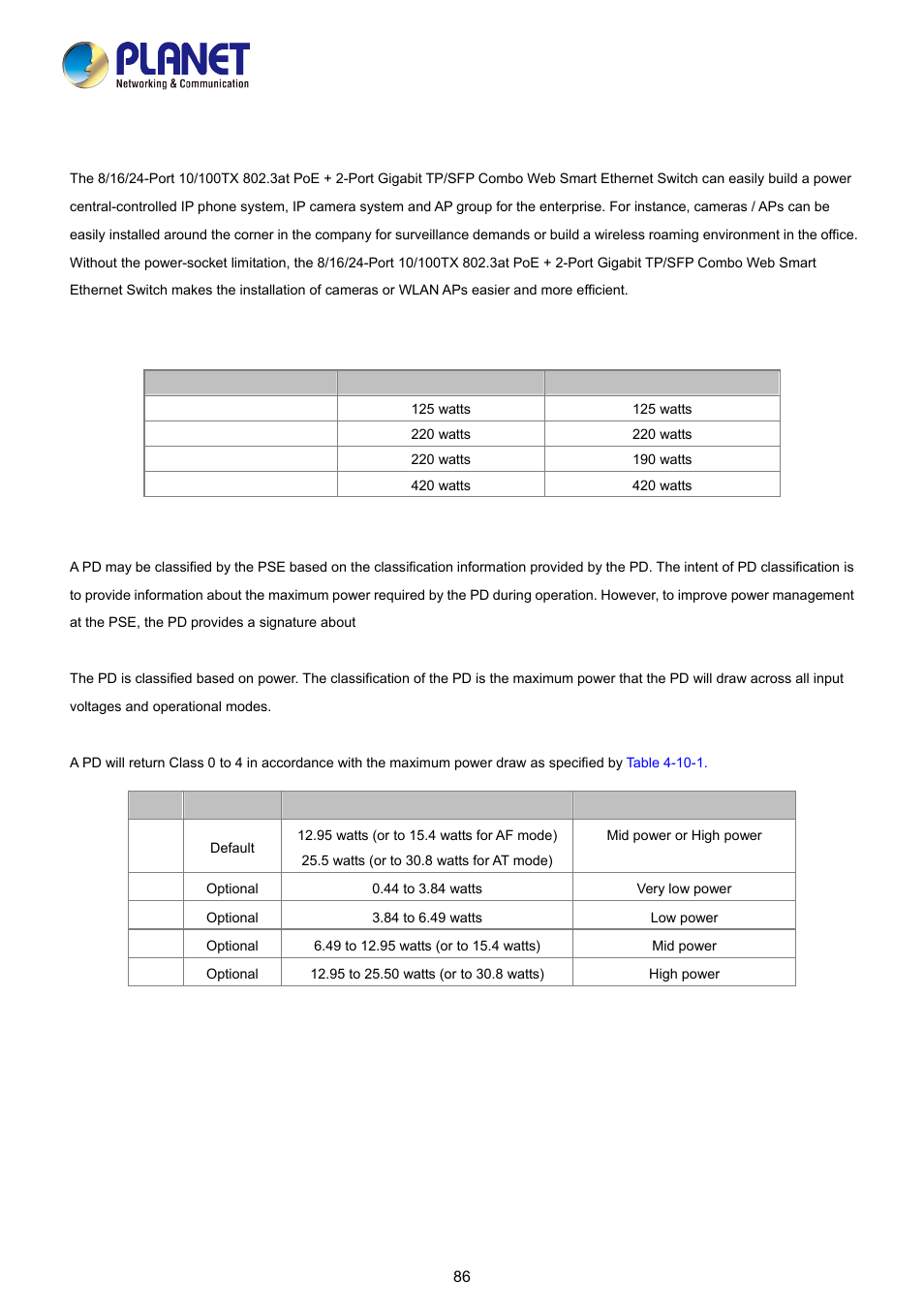 10 poe setting | PLANET FGSD-1008HPS User Manual | Page 86 / 110