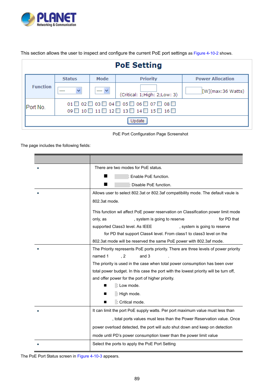 3 poe port setting | PLANET FGSD-1008HPS User Manual | Page 89 / 110