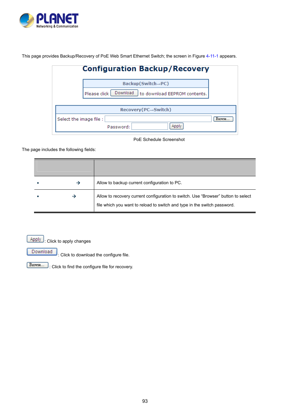 11 configuration backup / upload | PLANET FGSD-1008HPS User Manual | Page 93 / 110