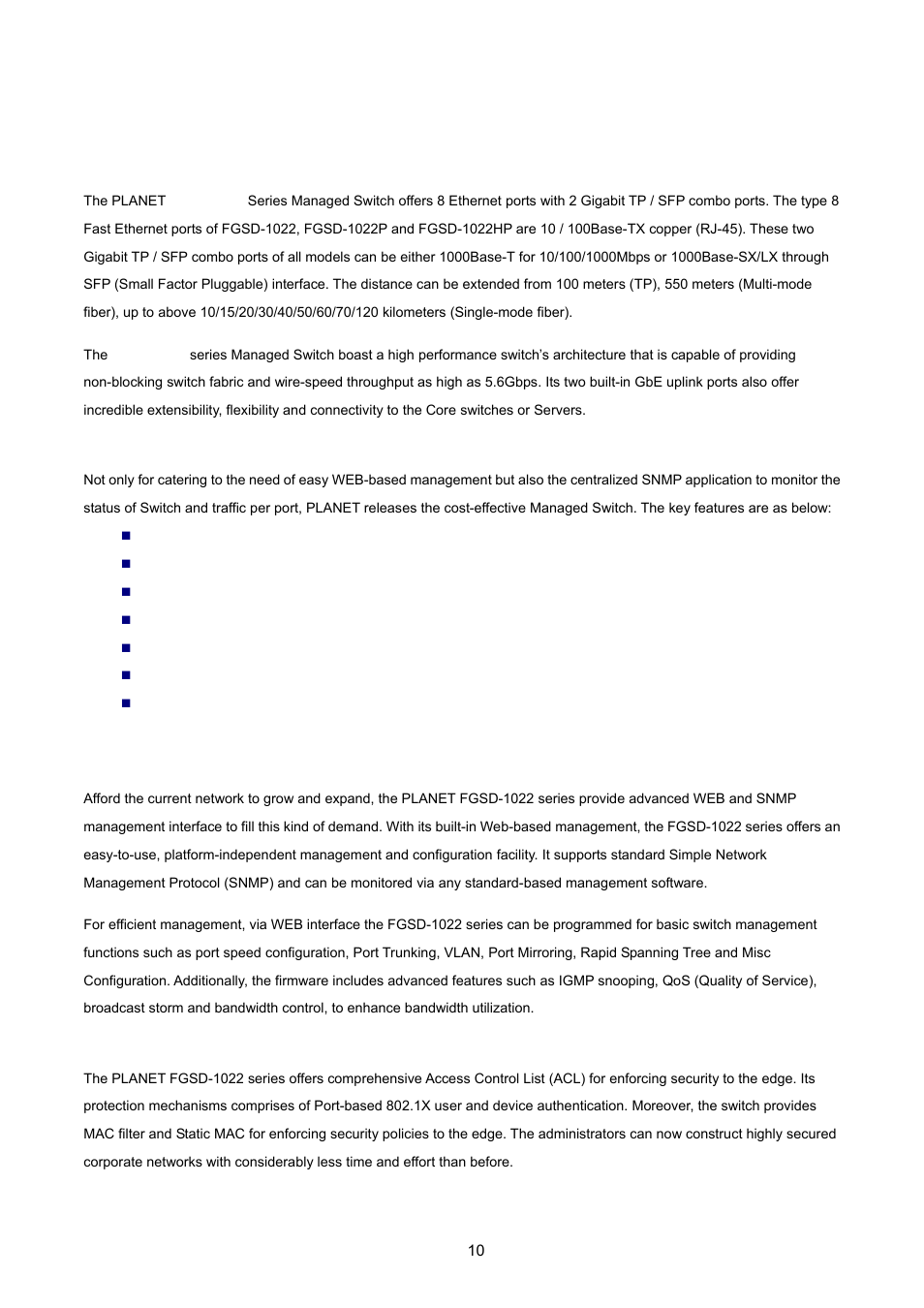 2 product description | PLANET FGSD-1022 User Manual | Page 10 / 226