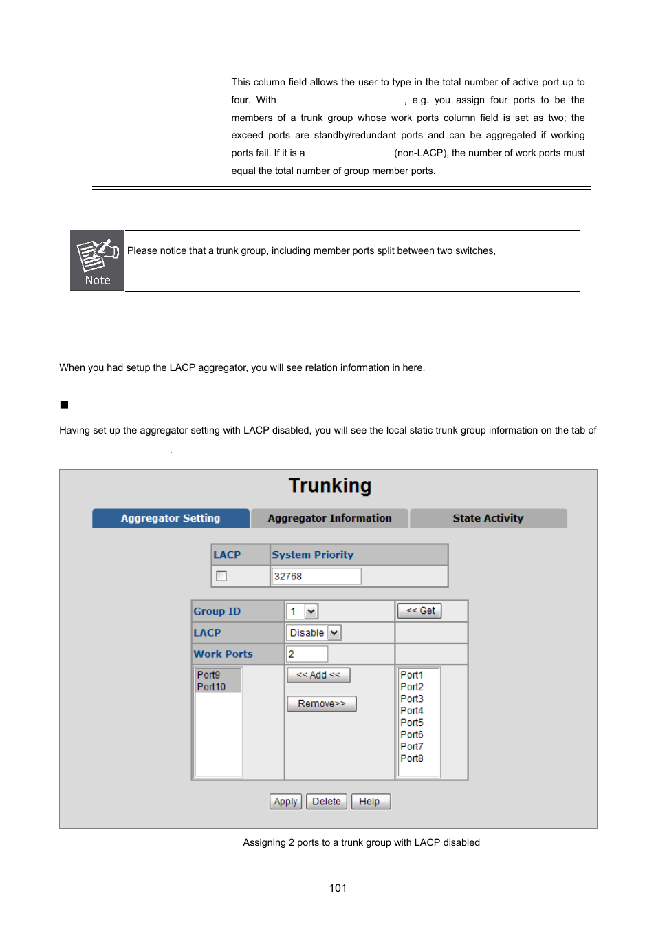 2 aggregator information, Lacp disabled | PLANET FGSD-1022 User Manual | Page 101 / 226