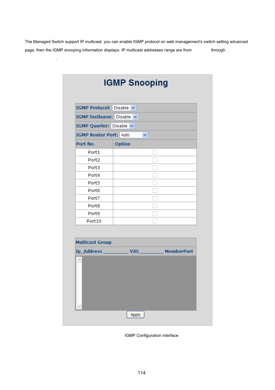 2 igmp configuration | PLANET FGSD-1022 User Manual | Page 114 / 226