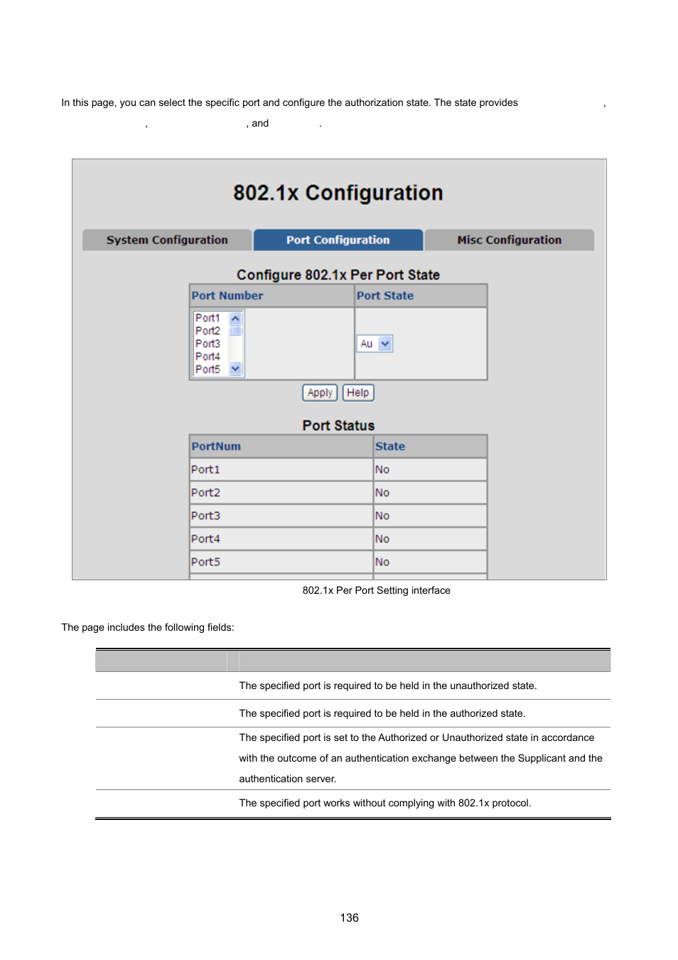 3 802.1x port configuration | PLANET FGSD-1022 User Manual | Page 136 / 226