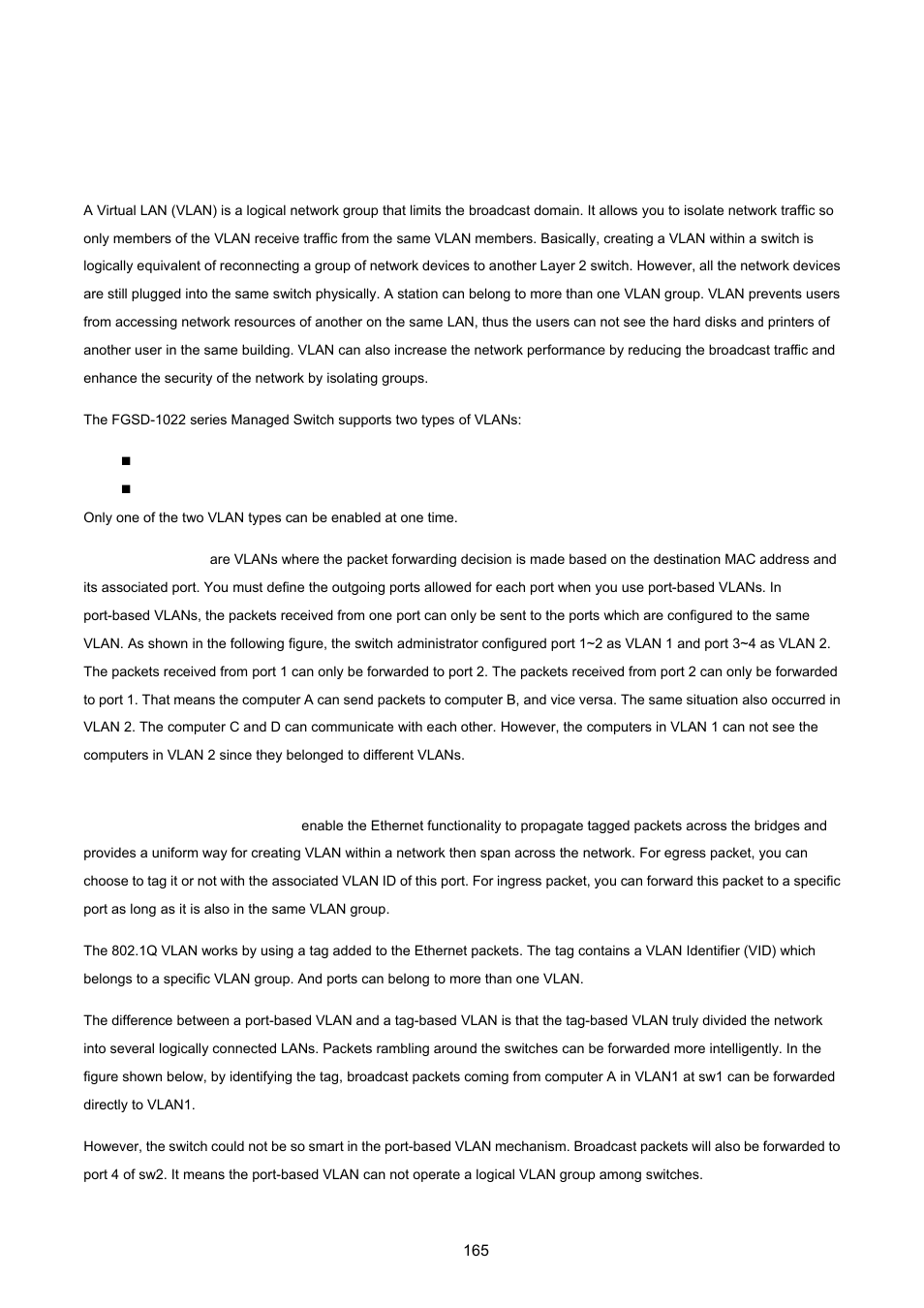 5 vlan configuration, 1 virtual lans | PLANET FGSD-1022 User Manual | Page 165 / 226